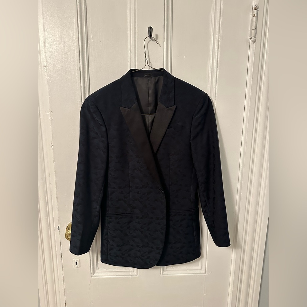 JF J.Ferrar Stretch Navy Camouflage Super Slim Fit Sport Coat Blazer Men's - 40R